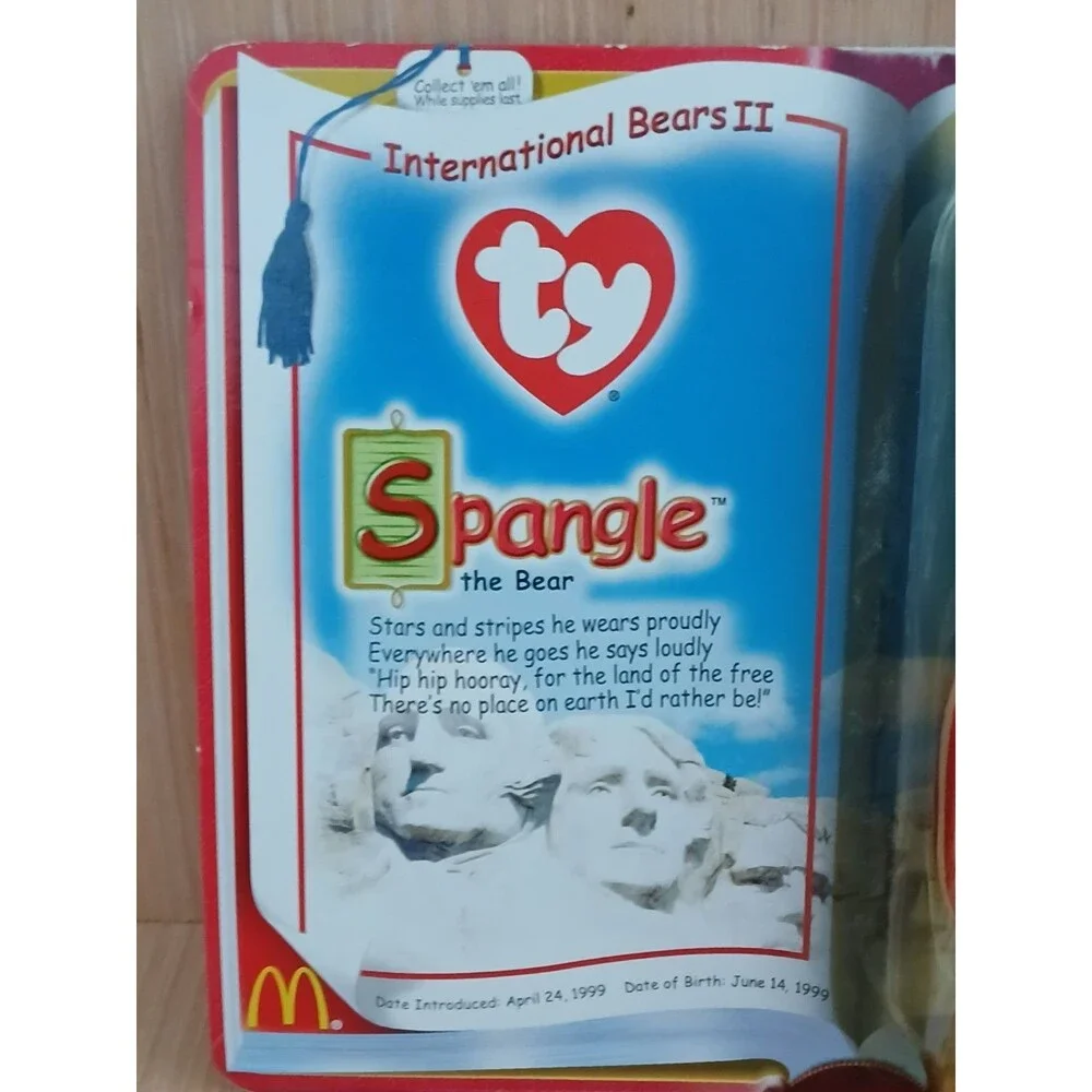 McDonald's Ty Beanie Baby Patriotic Stuffed Spangle The Bear Toy Vintage